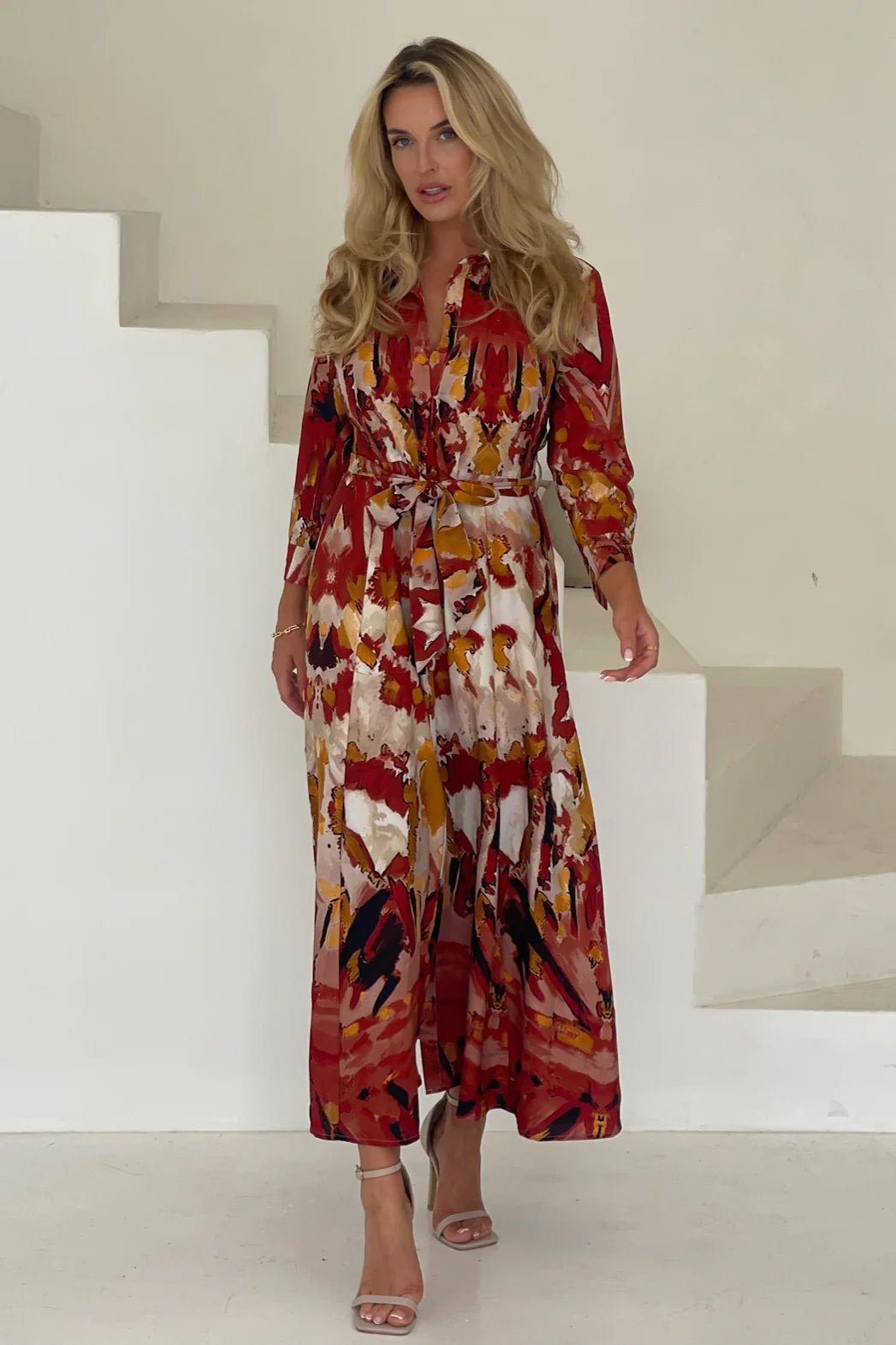 Angela Mixed Abstarct Shirt Maxi Dress - Love and Liberty