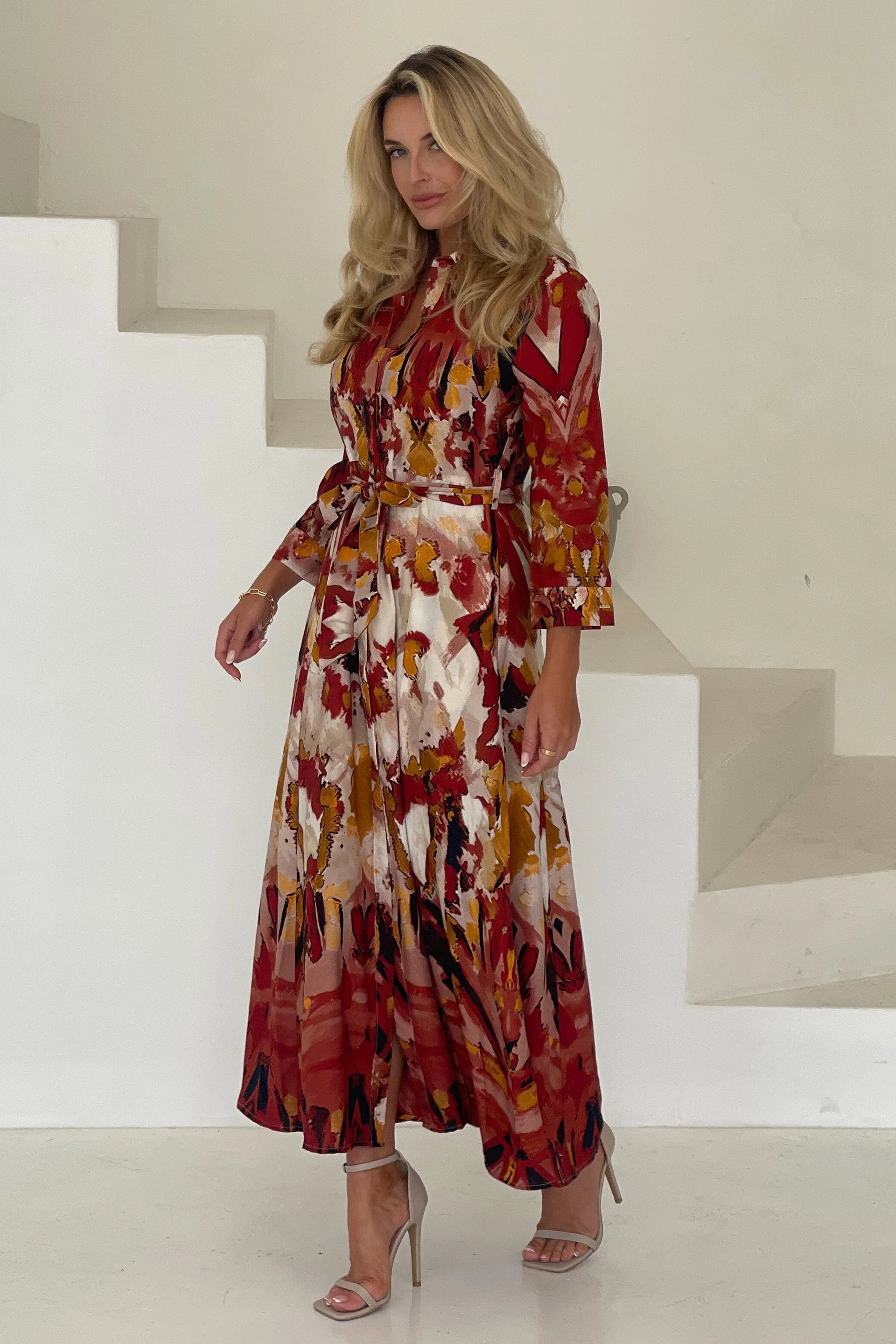 Angela Mixed Abstarct Shirt Maxi Dress - Love and Liberty